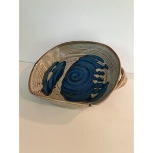 Rare Richard Sanderson Toad Hill Pottery NH Vegetable Serving Dish Blue JL